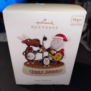 HALLMARK 2010 JINGLE JAMBOREE SOUND AND MUSIC ORNAMENT SANTA AND REINDEER BAND